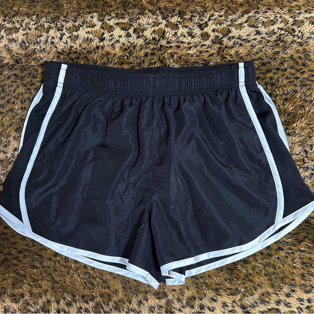 Black Athletic Shorts with White Trim